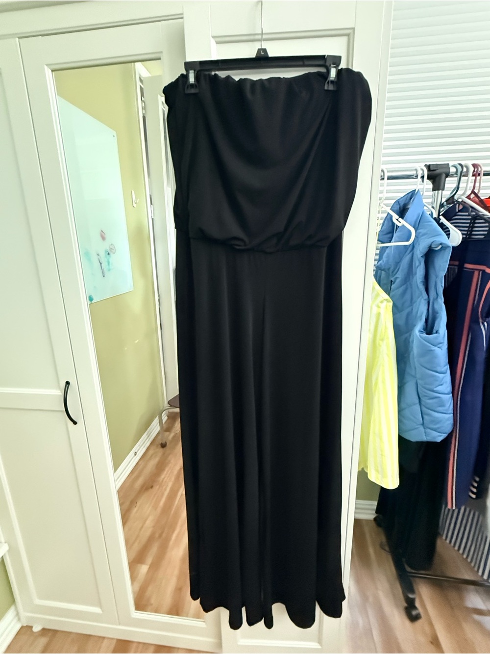 American Rag Black Strapless wide leg romper